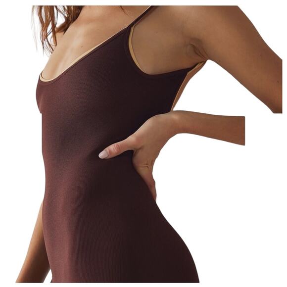 NWOT FREE PEOPLE Intimately Peach Seamless Low Back Catsuit Jumpsuit Long XS/S - Picture 8 of 8